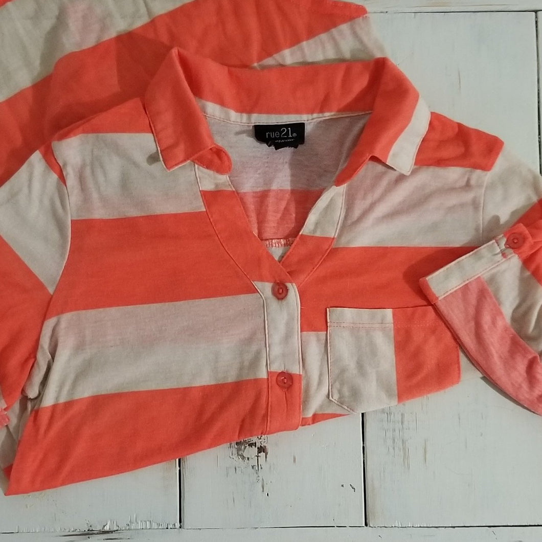 Rue 21 Striped Cropped Blouse - Size M